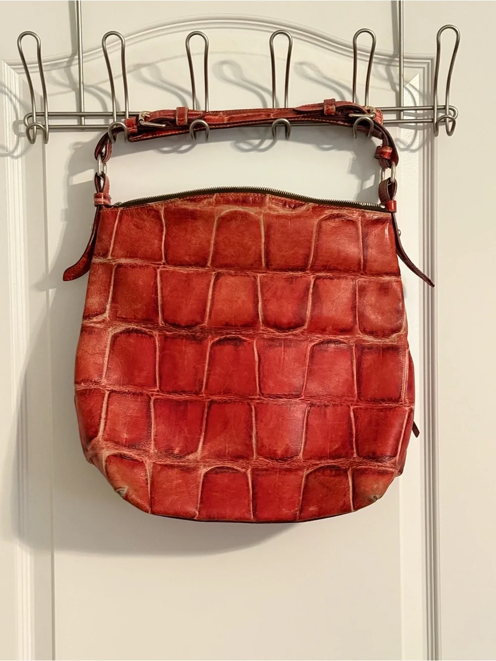 Dooney & Bourke Dillen Red Croc-Embossed Leather hobo Bag